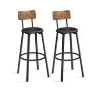 Shein Taburetes de Bar, Juego de 2 Taburetes de Barra, Tapizados de PU, Taburete Alto con Reposapiés, Montaje Simple, Industrial, para Cocina, Comedor, Marr
