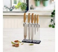 Shein Tacoma Base Transparente 20 20 20 12,5 8,5cm Baobab Madera 1 cuchillo chef 20cm, 1 cuchillo fileteador 20cm, 1 cuchillo pan 20cm, 1 cuchillo multiuso