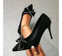 Shein Tacones altos importados, estilo de tacón fino, decoración con cristales, uso versátil para oficina, fiesta, dama joven elegante, tallas del 34 al 43