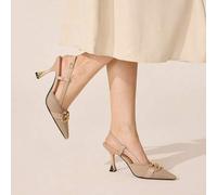 Shein Tacones de aguja con correa de tobillo y decoración de cadena metálica para mujer, elegantes para fiesta, boda, uso diario, regalo de cumpleaños, stil