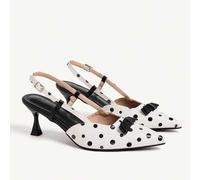 Shein Tacones de aguja con puntera puntiaguda y adorno de strass con lazo, elegantes y clásicos tacones de satén negro tipo mula para fiesta, banquete, cita