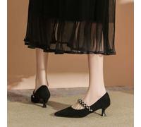 Shein Tacones finos de terciopelo de una sola banda decorados con diamantes, simples y adecuados para el trabajo, le brindan un encanto elegante Elegante di