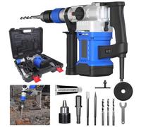 Shein Taladro percutor de demolición eléctrico de alta resistencia de 2000 W - Martillo rotativo de 6 velocidades variables con cinceles y brocas SDS Plus,