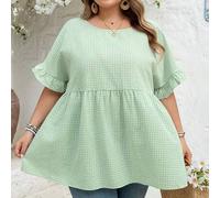 Shein Talla Curva US22 Festival de Música, Vacaciones en la Playa, Bohemia CURVE PLUS / / Camisa Estampada a Cuadros para Mujer, Adecuada para Vacaciones Bo