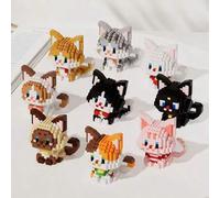 Shein talla grande de 500 piezas Juego de bloques de construcción con diseños de gatos, modelo de animal de dibujos animados lindo, juguete de montaje de mo