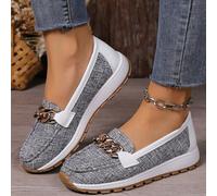 Shein Talla grande Mocasines planos nuevo resorte otoño de moda de color combinado con cadena de metal detalle para de mujeres casual & deportivo desgaste
