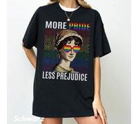 Shein talla grande orgullo, menos prejuicios Camiseta LGBTQ, Camiseta de Jane Austen, Camiseta de aliado orgulloso, Camiseta del mes del orgullo, Camiseta d