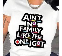 Shein Tallas grandes, Parte superior de mujer de verano Sin que ninguna familia tenga una parte superior con estampado de monograma como la mía, Simple y ca