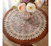 Shein Tapete de mesa de comedor de 100% poliéster, bordado, con borde de encaje soluble en agua, para decoración del hogar, reuniones familiares, decoracion