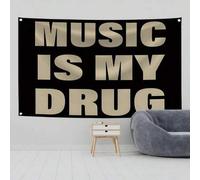 Shein Tapiz de pared con diseño de arte abstracto de dibujos animados "La música es mi música", para decoración de dormitorio, sala de estar, dormitorio, fi