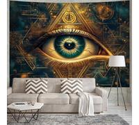 Shein Tapiz del Ojo que todo lo ve con estilo steampunk, patrón geométrico místico para colgar en la pared del dormitorio o la sala de estar, ideal para ama