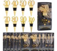Shein Tapón de vino para fiesta de cumpleaños, adecuado para 15, 18, 21, 25, 30, 40, 50, 55, 60, 65, 70, 75, 80, 90, 100 aniversario, regalos para bodas y f
