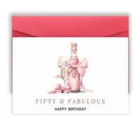 Shein Tarjeta de cumpleaños divertida para los 50 años, perfecta para un cumpleaños de primavera, cincuenta y fabulosa, regalo ideal para amiga, mamá, herma
