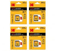 Shein Tarjeta de memoria Micro SD TF U3 Clase 10 de 32GB, 64GB, 128GB, 256GB en color rojo/amarillo con adaptador SD