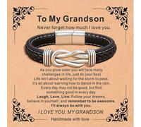 Shein Tarjeta para mi hijo/nieto + Pulsera, Pulsera de cuero trenzado de madre e hijo unidos para siempre, regalos para adolescentes y niños, pulsera inspir