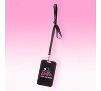 Shein Tarjetero con llavero de la serie Barbie de MINISO. Con una base negra firme, un logotipo de Barbie llamativo y las palabras "VIVIENDO EL SUEÑO", la c