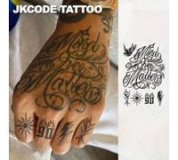 Shein Tatuaje temporal a prueba de agua para hombres - Graffiti callejero - Tatuaje con texto "MENTE SOBRE MATERIA" - Estilo de arte callejero para manos, d