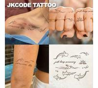 Shein Tatuajes temporales estilo OCÉANO MINIMALISTA - Tatuajes temporales botánicos, estilo INS - Diseño LINDO, tema de océano e isla, tatuaje de tiburón -