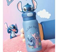 Shein Taza de acero inoxidable con diseño de Stitch de Disney, de 400ml/13.53oz, termo portátil de doble pared, botella de bebida de gran capacidad, regalo