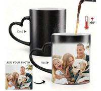 Shein Taza de color cambiante personalizable, taza de café con foto personalizada, sensible al calor y cambia de color, taza conmemorativa de aniversario co