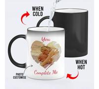 Shein Taza de color cambiante personalizable, taza de café con foto personalizada, sensible al calor y cambia de color, taza conmemorativa de aniversario co