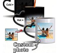 Shein Taza de color cambiante personalizable, taza de café con foto personalizada, taza de color cambiante termocrómica, taza conmemorativa de aniversario c