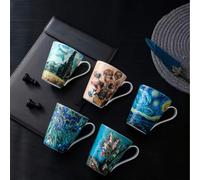 Shein Taza de porcelana de hueso Premium "La Noche Estrellada" de Van Gogh de 410ml - Taza de café y té para el hogar y la oficina | Regalo de Navidad perfe