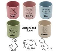 Shein Taza de silicona personalizable para bebé con patrones y nombres de animales, gran regalo para Navidad, Acción de Gracias, Bautizo