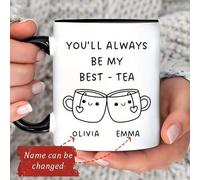 Shein [Taza de té personalizada] Taza de té de cerámica de 11 onzas para la mejor amiga | Diseño personalizado "Siempre serás mi mejor té", apta para lavava