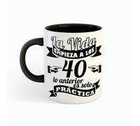 Shein Taza para 40 cumpleaños "La vida empieza a los 40, lo anterior es solo práctica" - Regalo original 40 años - Regalos para hombres 40 años - Regalos pa