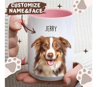 Shein Taza personalizada con foto de mascota, taza de café con perro, idea de regalo para amantes de los perros, retrato personalizado de perro, taza de mam