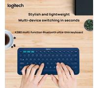 Shein Teclado Bluetooth inalámbrico K380, de moda, portátil, ligero, compatible con computadora portátil, Android, teléfono inteligente, tableta, iPad (Azul