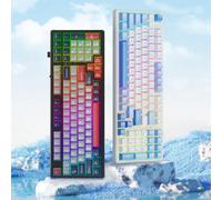 Shein Teclado de juego de 3 modos Lenovo GK10, 98 teclas, plug and play, eje mecánico real, intercambio de teclas calientes, efecto de iluminación RGB fresc