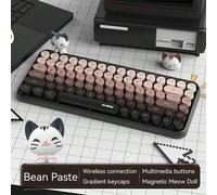 Shein Teclado inalámbrico Bluetooth FELICON 308i, diseño retro de máquina de escribir con teclas redondas de colores degradados y muñeca magnética de gato l