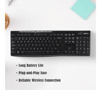 Shein Teclado inalámbrico de oficina K270, conexión por adaptador USB, 108 teclas de tamaño completo, apto para portátil y de escritorio, color negro