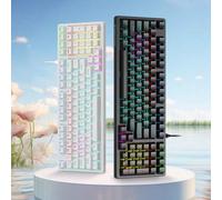 Shein Teclado mecánico con cable Lenovo GK10, diseño de 98 teclas, efectos de iluminación geniales, plug and play, diseño ergonómico, conexión de teclas com