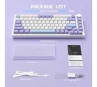 Shein Teclado mecánico para juegos AJAZZ AK820 75% con cable, con perilla, interruptores intercambiables, teclas personalizables, retroiluminación RGB, anti