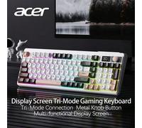 Shein Teclado OKW 222 de triple modo con pantalla de batería inteligente, diseño compacto de 90 teclas, botones de tono suave, Bluetooth 2.4G con cable, mul