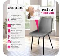Shein TecTake. ® Juego de 2 Sillas de Comedor, Sillas Salón Aterciopeladas, Silla Tocador Ergonómica, Sillas Comedor con Patas de Acero y Topes, Silla Ter
