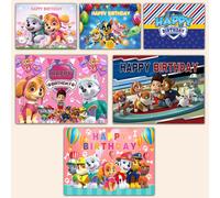 Shein Tela de fondo de cumpleaños de la Patrulla Canina, suministros de decoración para fiestas, accesorios de decoración de escena, equipo de la Patrulla C