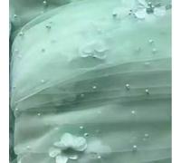 Shein Tela de tul de malla transparente con flores 3D y perlas, para manualidades de costura DIY como tutús, arcos de boda, velos nupciales, centros de mesa