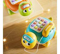 Shein Teléfono de imitación multifuncional con música para bebés, modelo de teléfono fijo realista con cuerda para tirar, adecuado para que los bebés a part