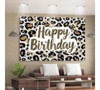 Shein Telón de fondo con estampado de leopardo en negro, blanco y dorado, adecuado para fiestas de cumpleaños, reuniones informales, noches de juegos, decor