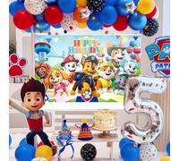 Shein Telón de fondo con tema de Paw Patrol, tela de fondo para fiesta de cumpleaños, pancarta decorativa para fiesta, fondo fotográfico, decoración de coro