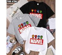 Shein Tema de los Vengadores: superhéroes de dibujos animados, lemas de letras, cine y televisión, impresión de patrones de personajes de cómics, camiseta d