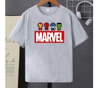 Shein Tema de los Vengadores: superhéroes de dibujos animados, lemas de letras, cine y televisión, impresión de patrones de personajes de cómics, camiseta d