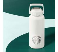 Shein Termo clásico blanco de gran capacidad de 960 ml, conservación del calor y del frío de larga duración, vaso de agua de acero inoxidable simple de alto