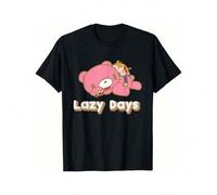 Shein The Naughty Grizzly & Pity Lazy Days Anime T-ShirtCasual Print Comfortable And Versatile Ladies Printed T-Shirt Retro Street Fun Summer Fashion T-Shir