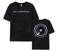 Shein The Neighbourhood (((UltraSOUND))))) Camisetas de algodón de manga corta para mujer, ropa de calle unisex, camiseta de ajuste holgado con estampado gr