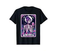 Shein The Tired Mom Tarot Card Skeleton Mothers Day Skull Coffee T-Shirt